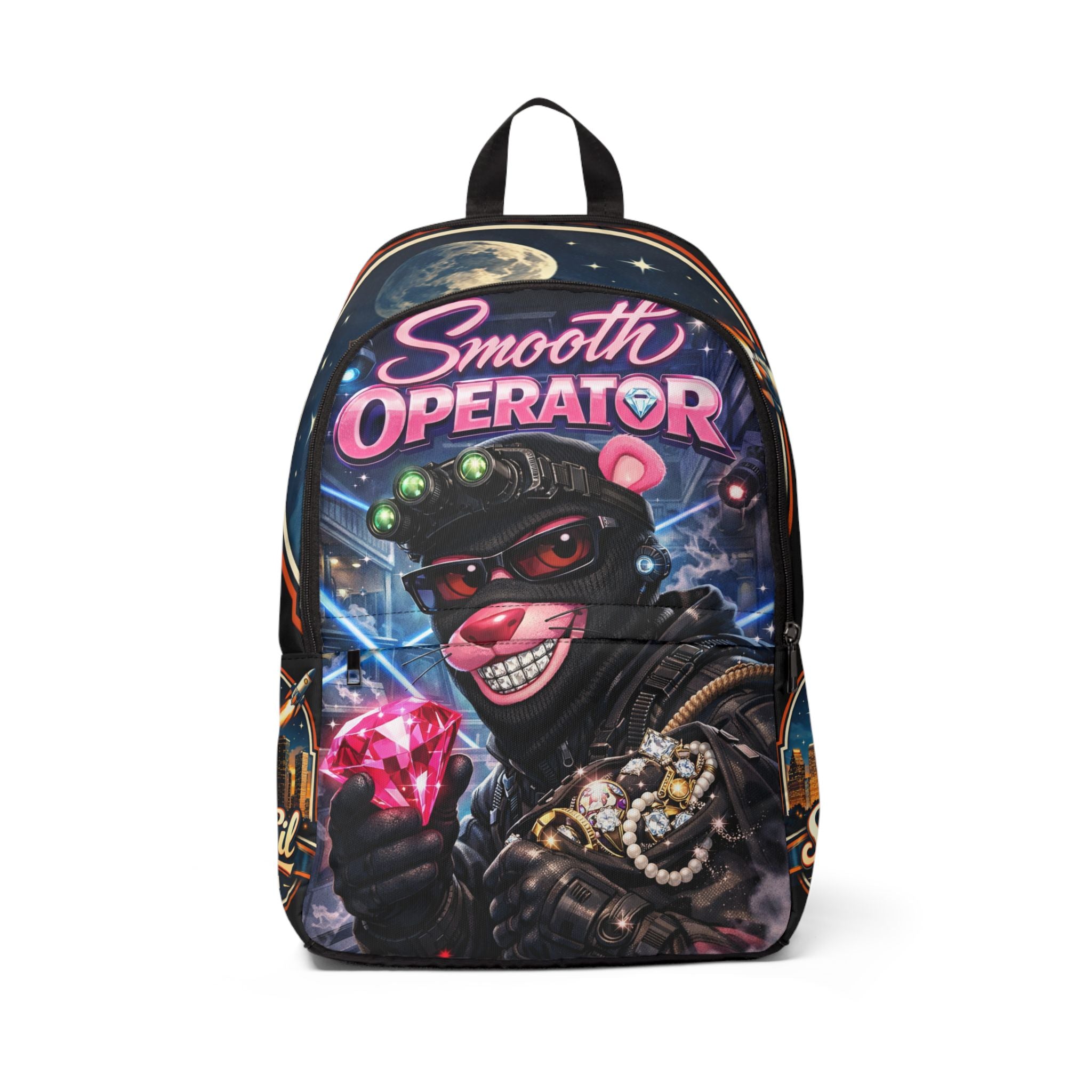 Backpack — "Smooth Operator" Neon Retro Gamer Cat Graphic Backpack