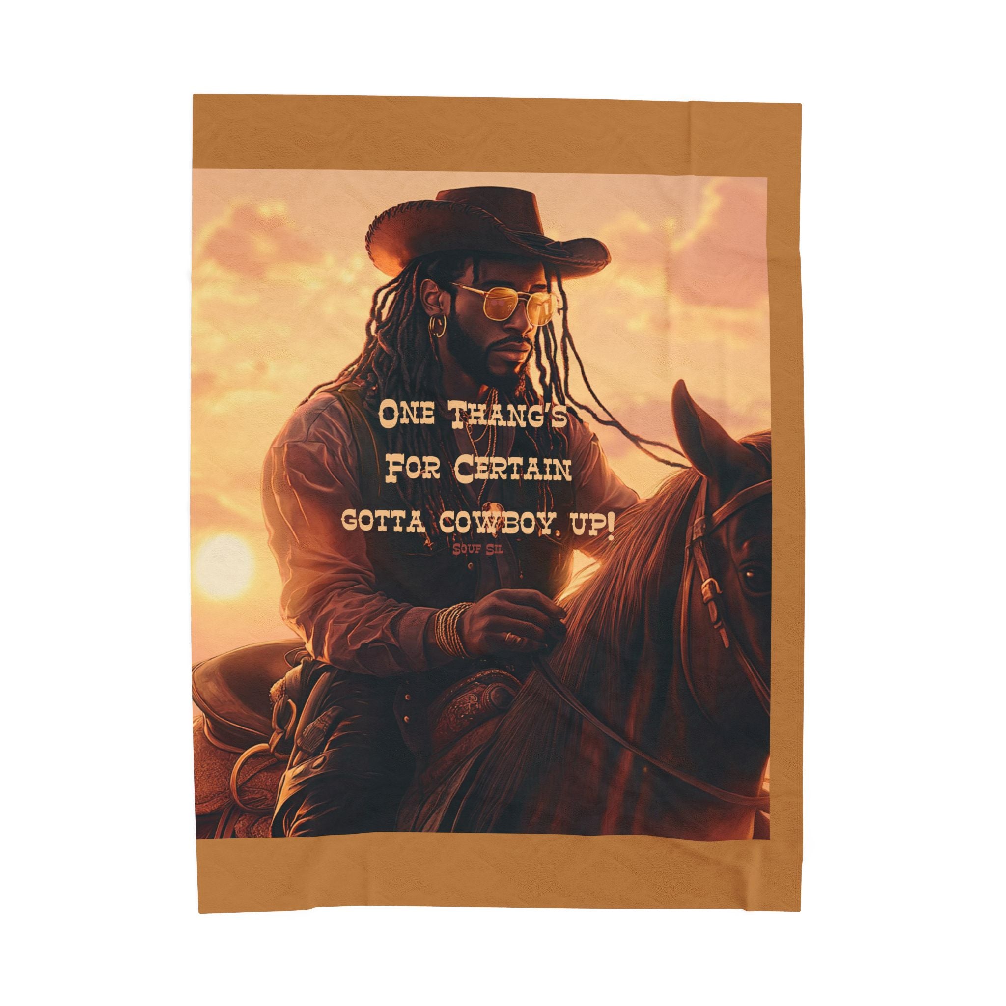 Cowboy Quote Velveteen Plush Blanket - Perfect for Cozy Nights and Western Lovers