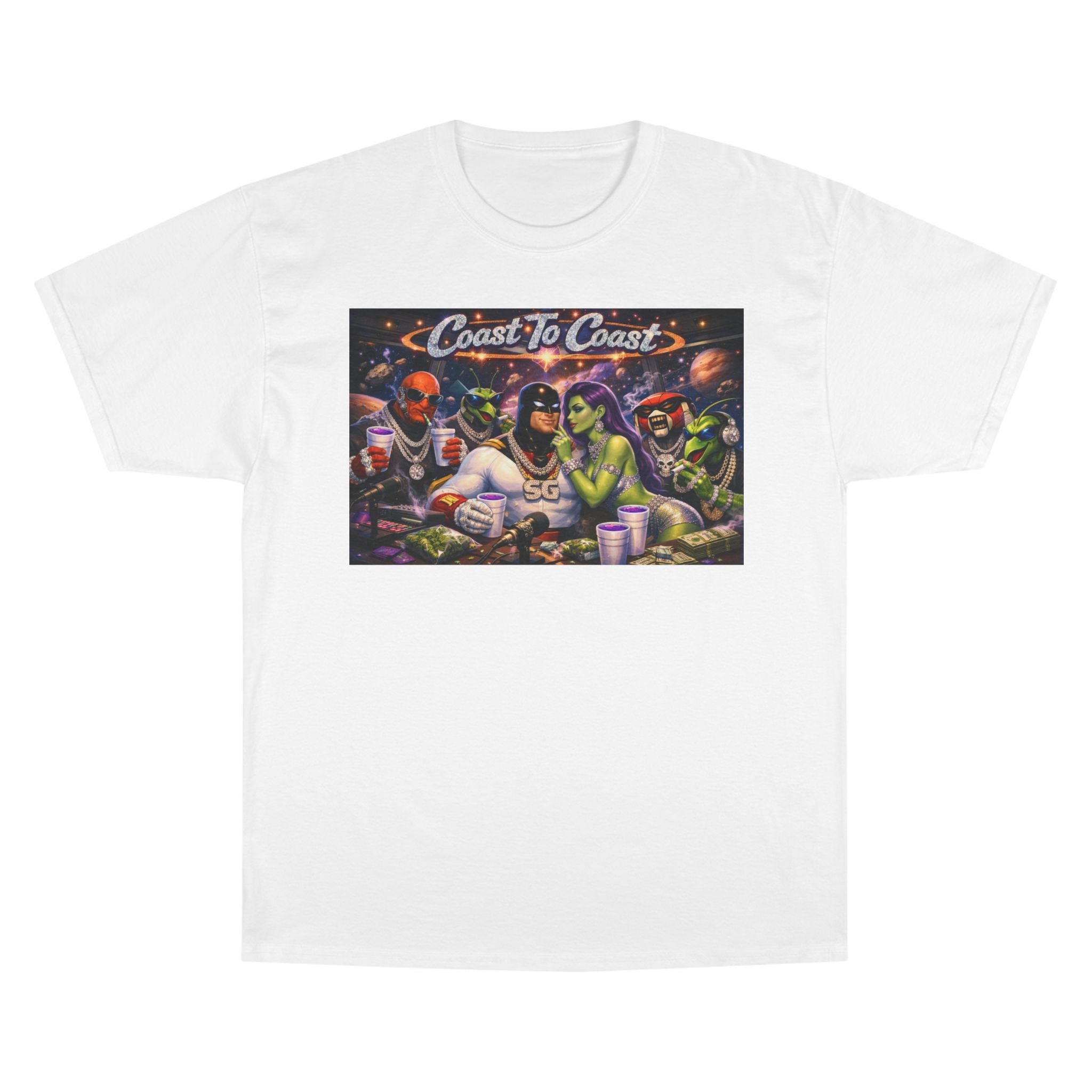 Champion T-Shirt — Retro Sci‑Fi 'Coast to Coast' & SoulSil Emporium Graphic Tee