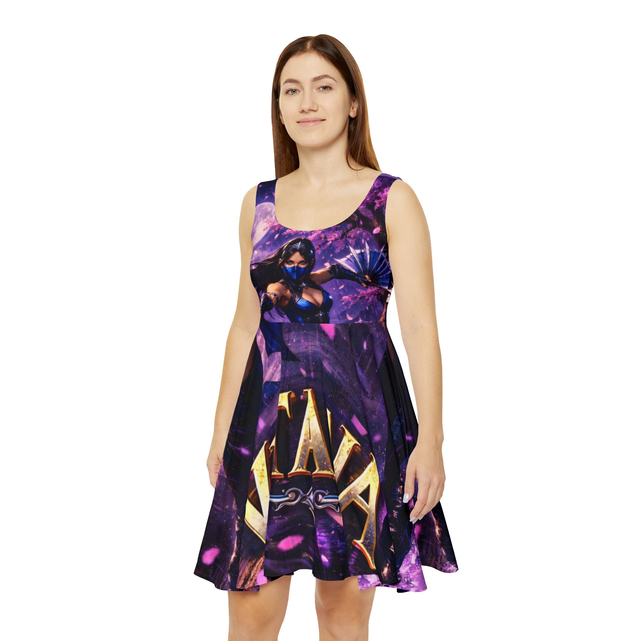 Kitana Purple Graphic Skater Dress
