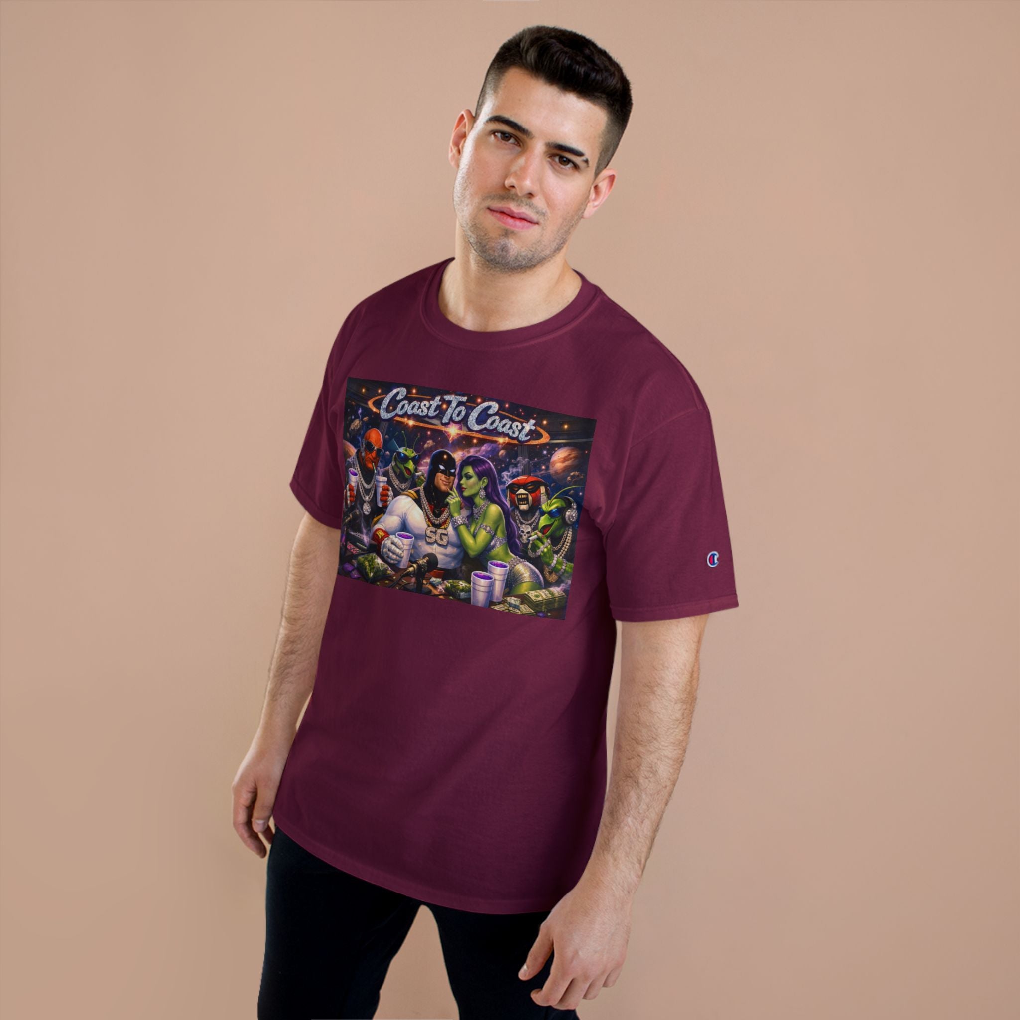 Champion T-Shirt — Retro Sci‑Fi 'Coast to Coast' & SoulSil Emporium Graphic Tee