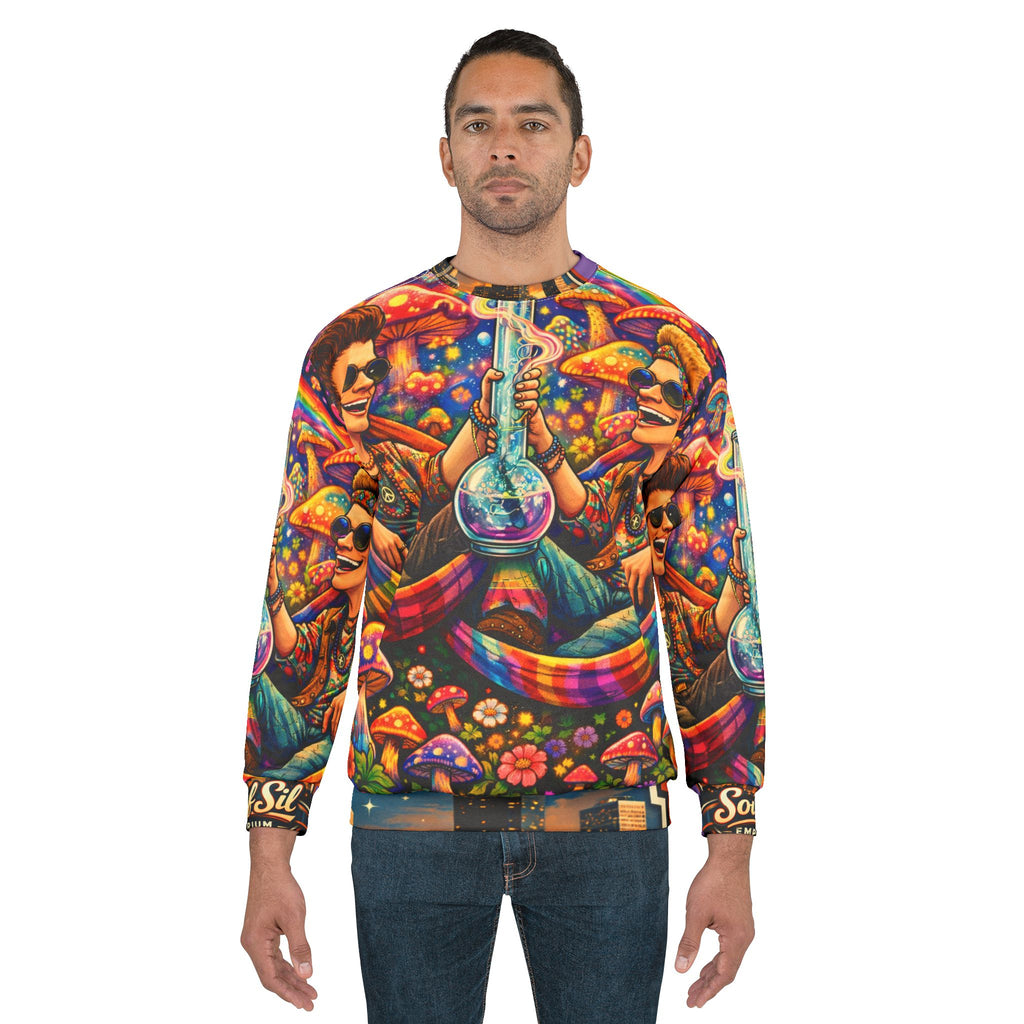 Psychedelic B & B Sweatshirt — Colorful Trippy Mushroom Rave Pullover