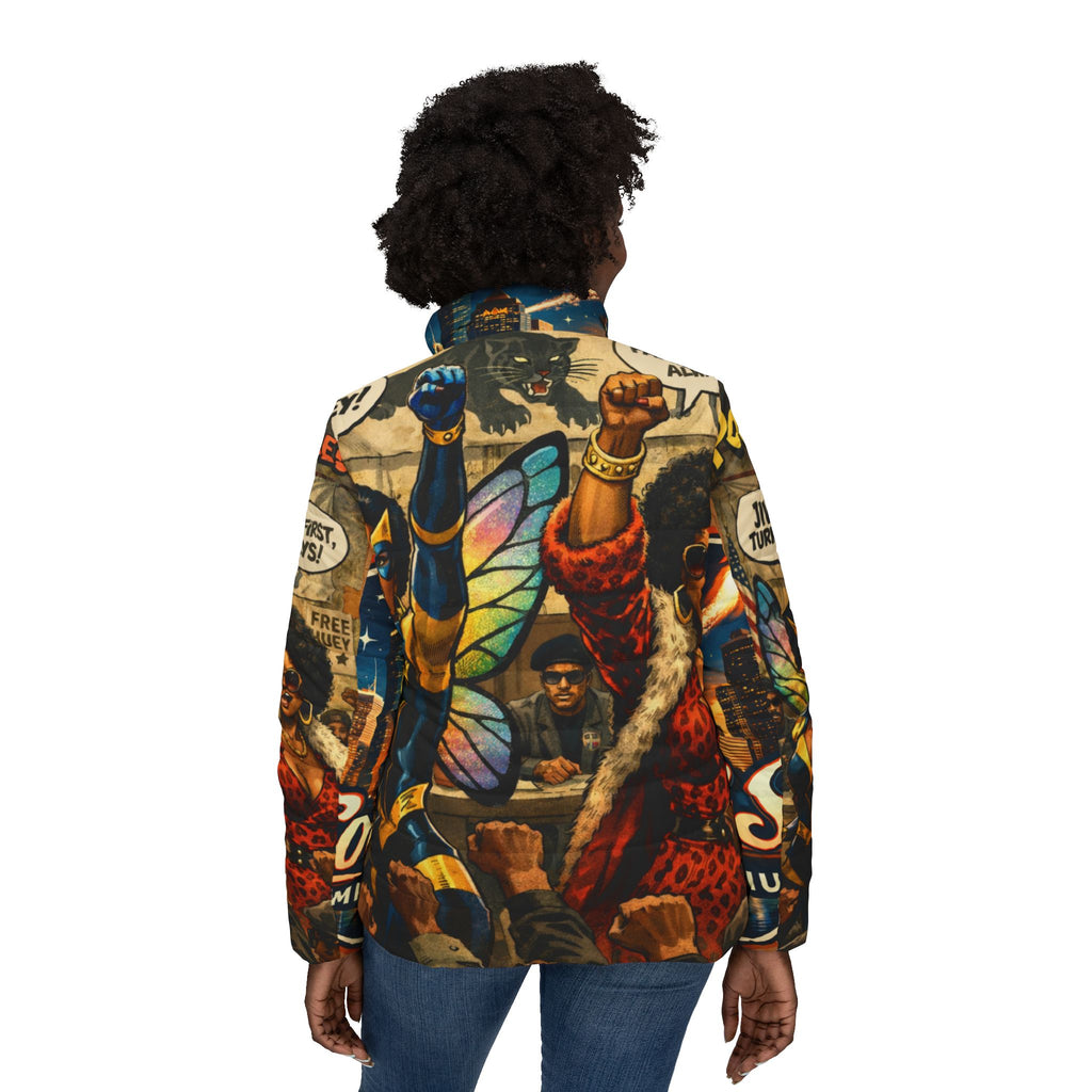Empowerment Protest First Black Superhero & Villain Puffer Jacket-Women