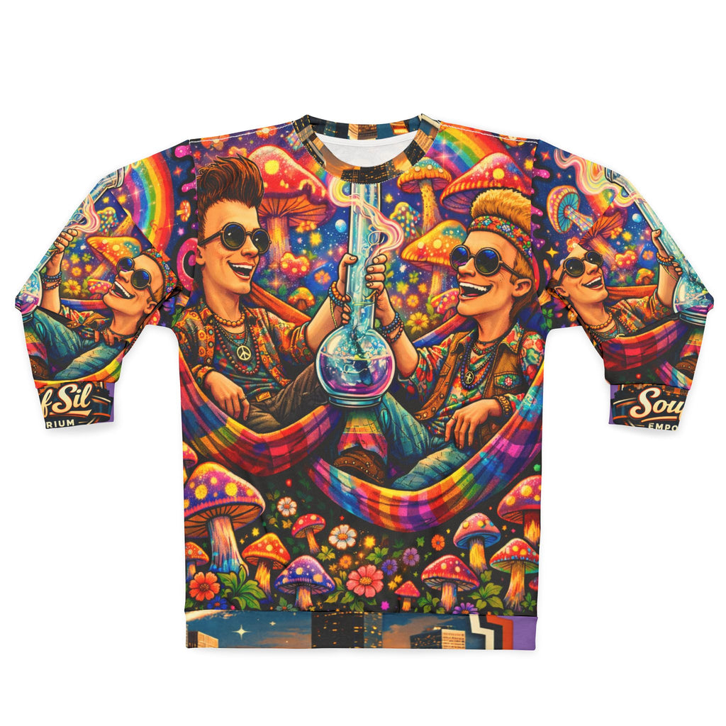 Psychedelic B & B Sweatshirt — Colorful Trippy Mushroom Rave Pullover