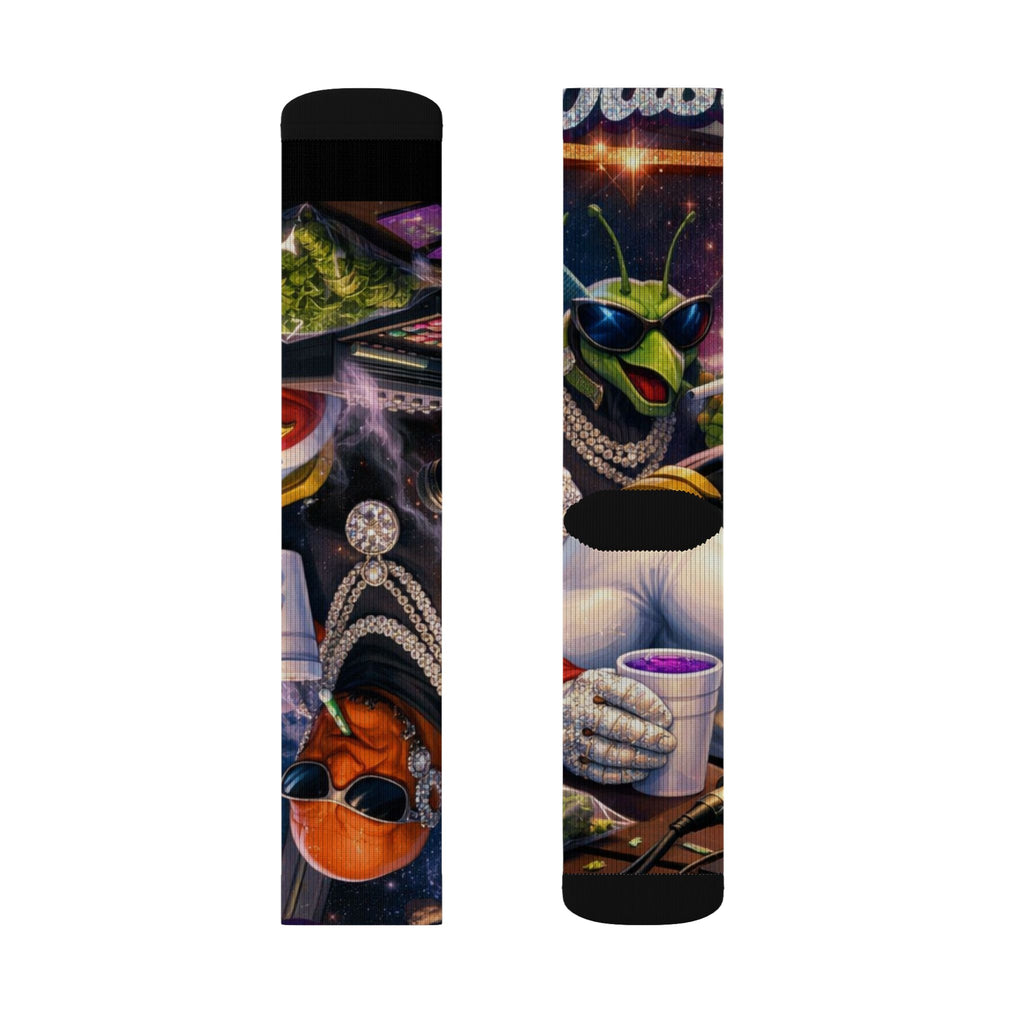 Alien Graffiti Sublimation Socks – Colorful Space Monster Crew Socks