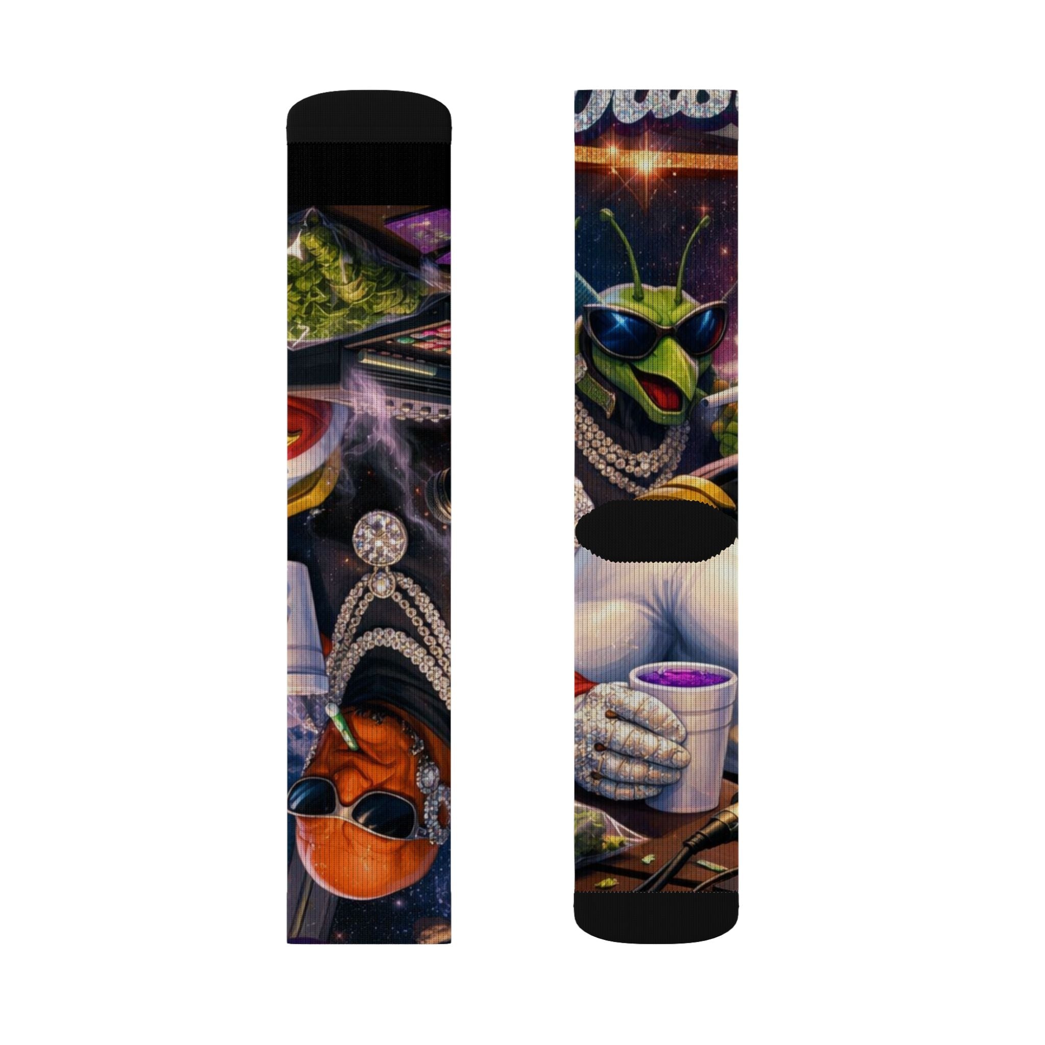Alien Graffiti Sublimation Socks – Colorful Space Monster Crew Socks