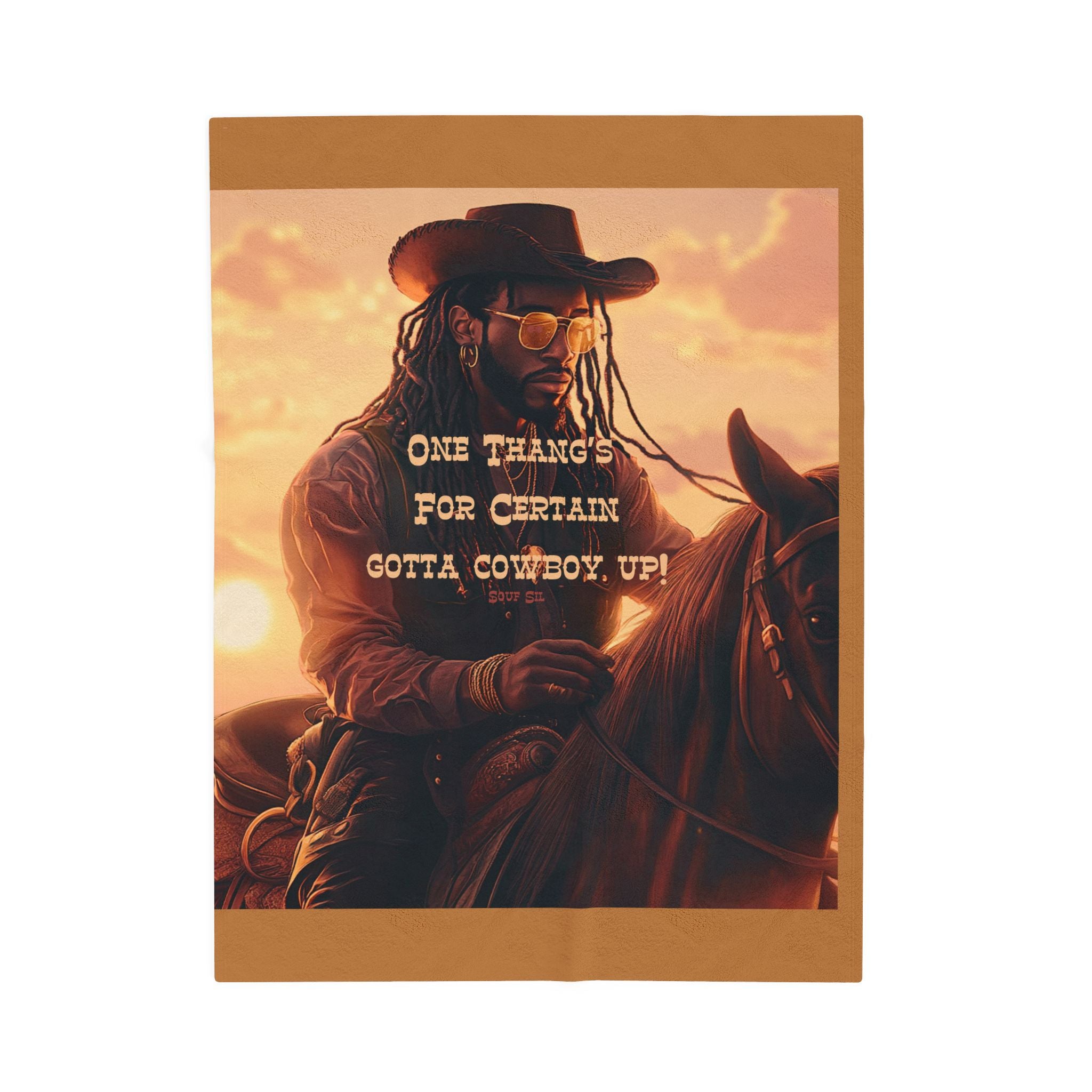 Cowboy Quote Velveteen Plush Blanket - Perfect for Cozy Nights and Western Lovers