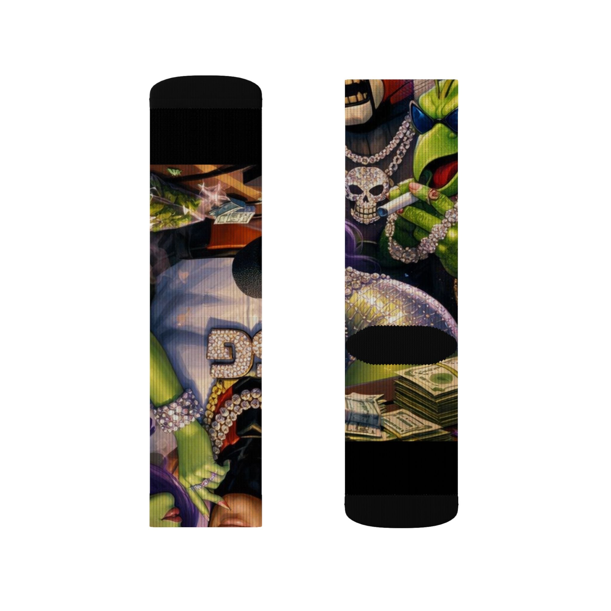 Alien Graffiti Sublimation Socks – Colorful Space Monster Crew Socks
