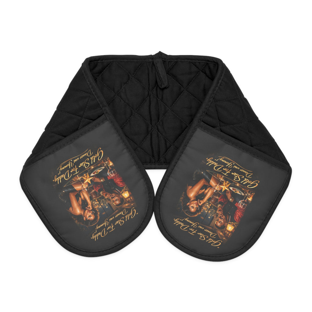Gold Star For Daddy Oven Mitts | Kitchen Heat-Resistant Double Oven Mitt