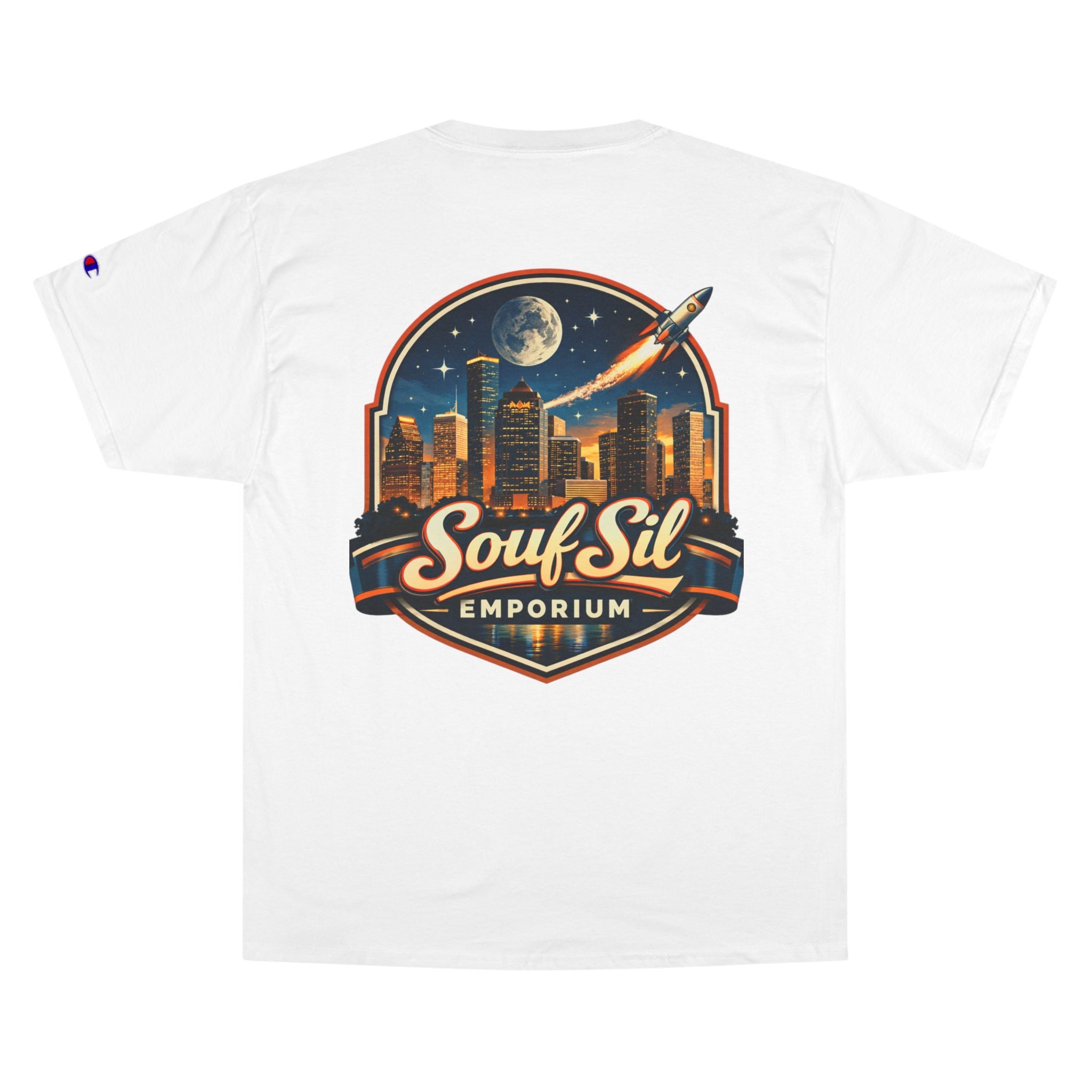Champion T-Shirt — Retro Sci‑Fi 'Coast to Coast' & SoulSil Emporium Graphic Tee