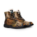 Men's Fur-Lined Hunting Leather Boots — Deer & Shotgun Print, Insulated Winter Work Boots