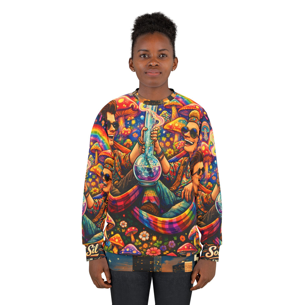 Psychedelic B & B Sweatshirt — Colorful Trippy Mushroom Rave Pullover