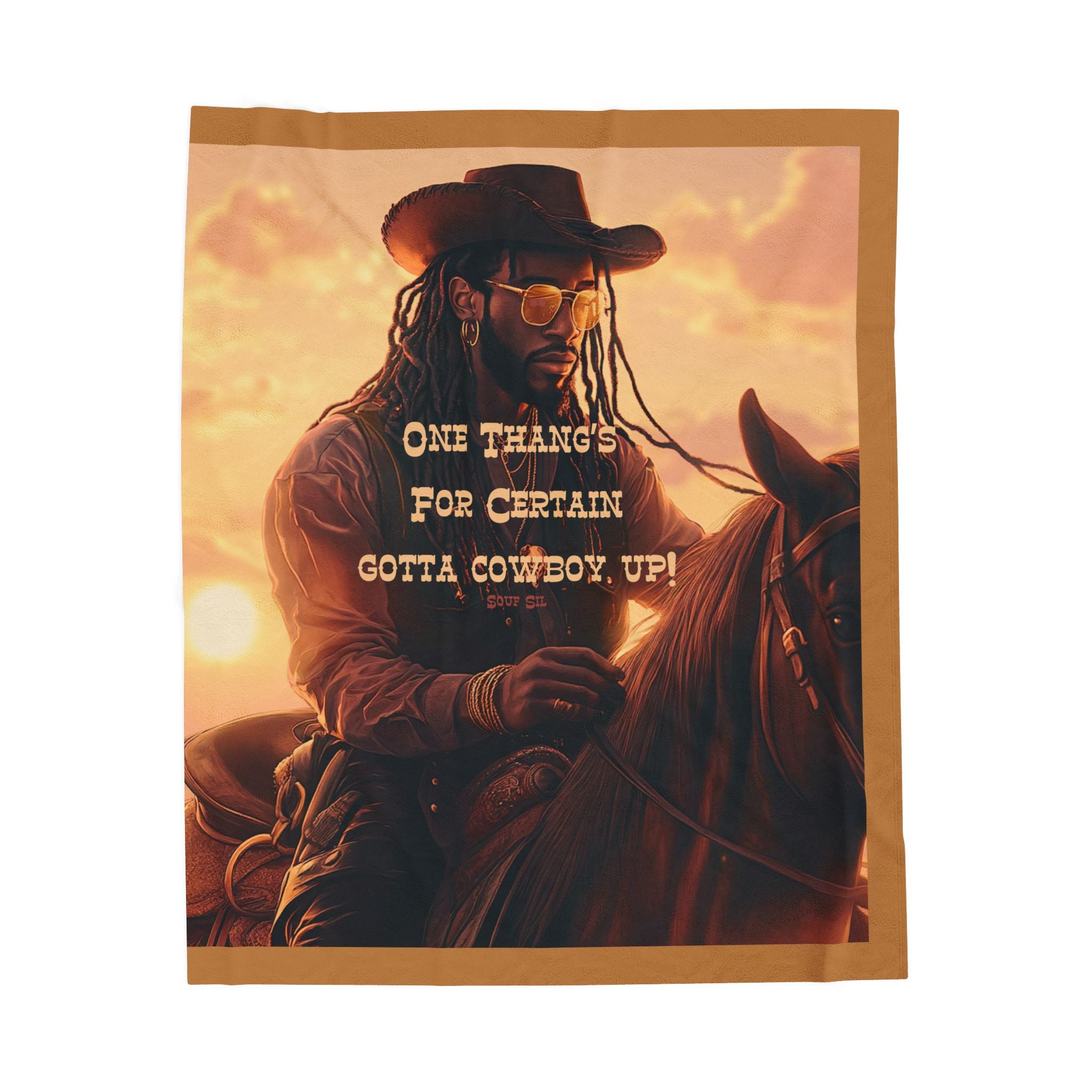 Cowboy Quote Velveteen Plush Blanket - Perfect for Cozy Nights and Western Lovers