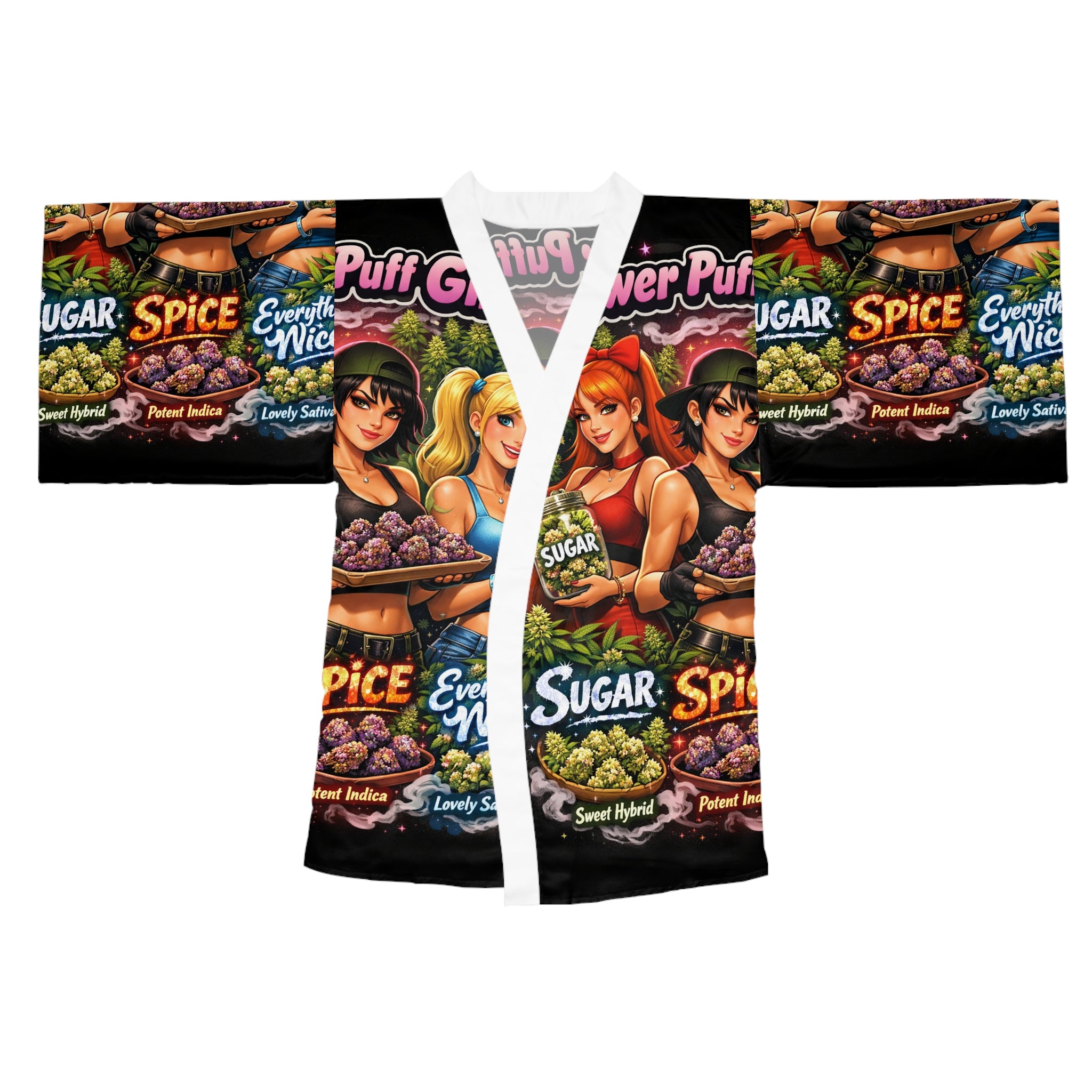 Power Puff  Graphic Kimono Robe