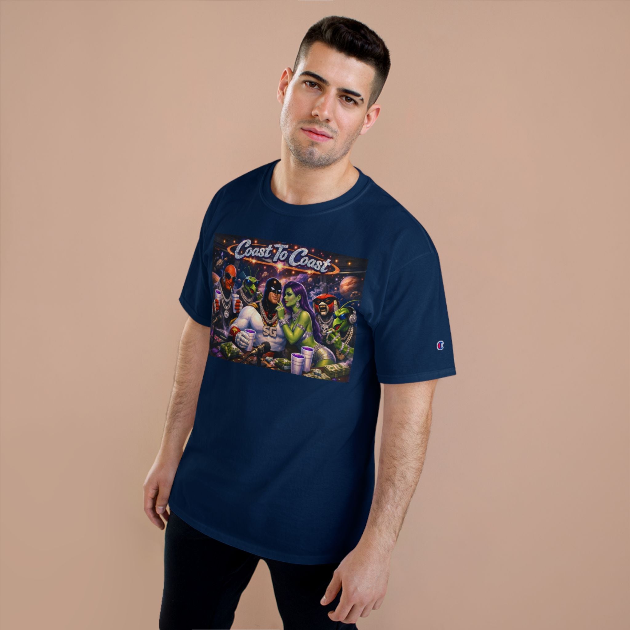 Champion T-Shirt — Retro Sci‑Fi 'Coast to Coast' & SoulSil Emporium Graphic Tee