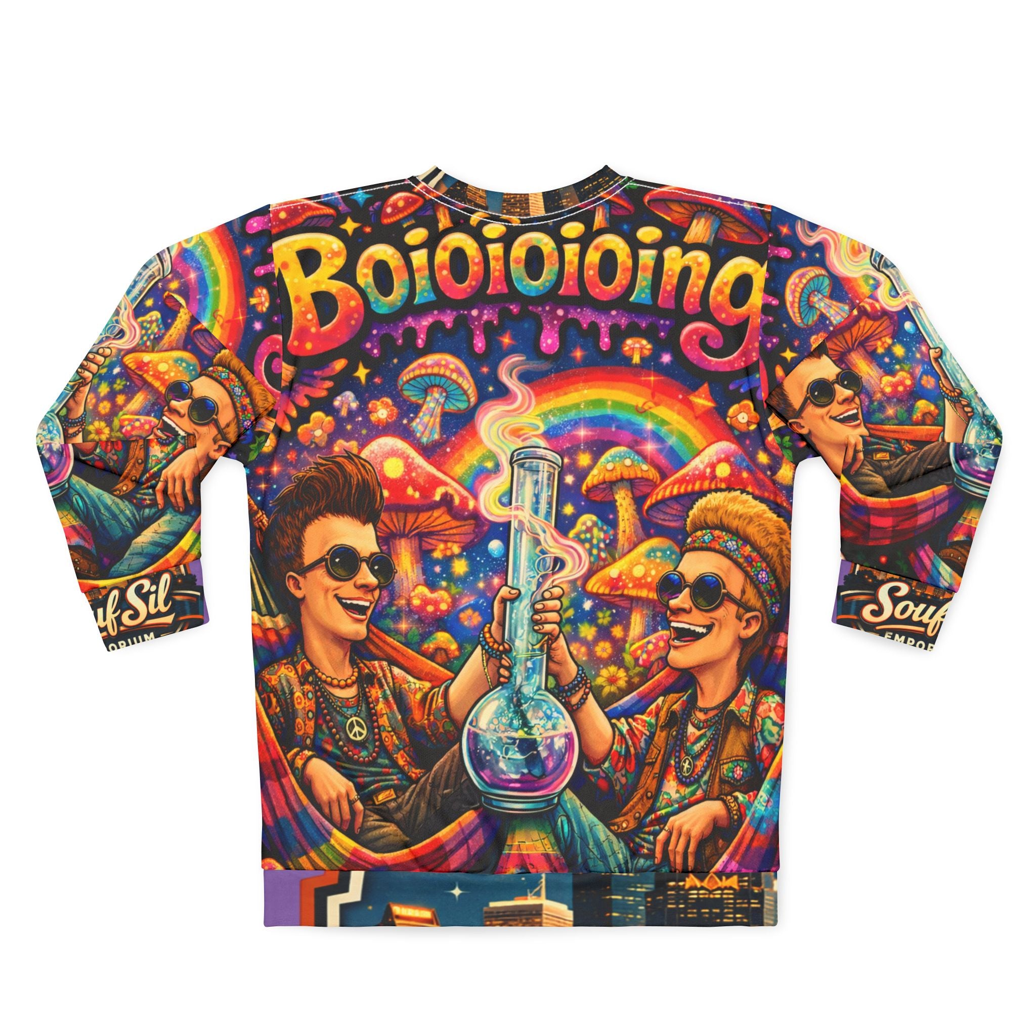 Psychedelic B & B Sweatshirt — Colorful Trippy Mushroom Rave Pullover