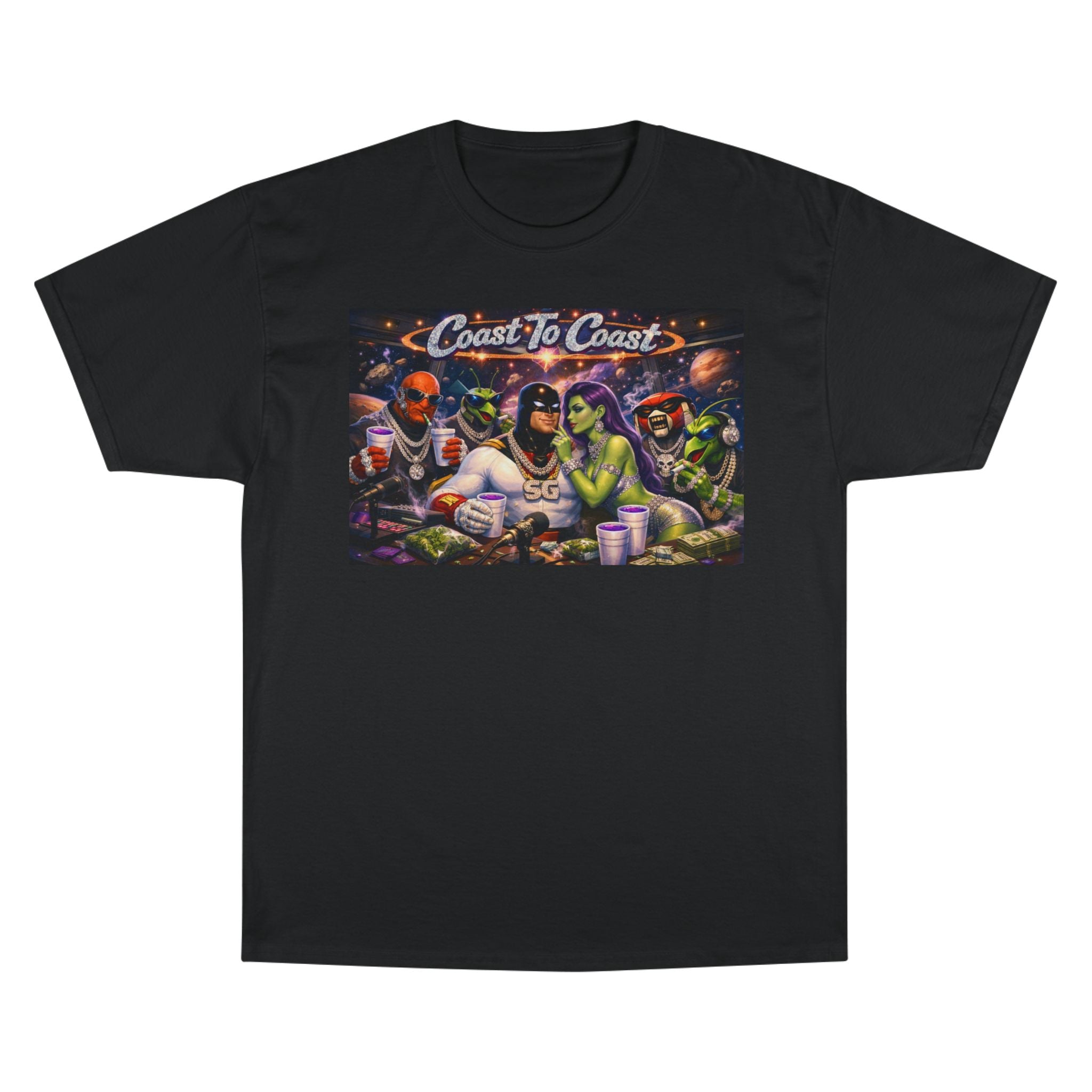 Champion T-Shirt — Retro Sci‑Fi 'Coast to Coast' & SoulSil Emporium Graphic Tee