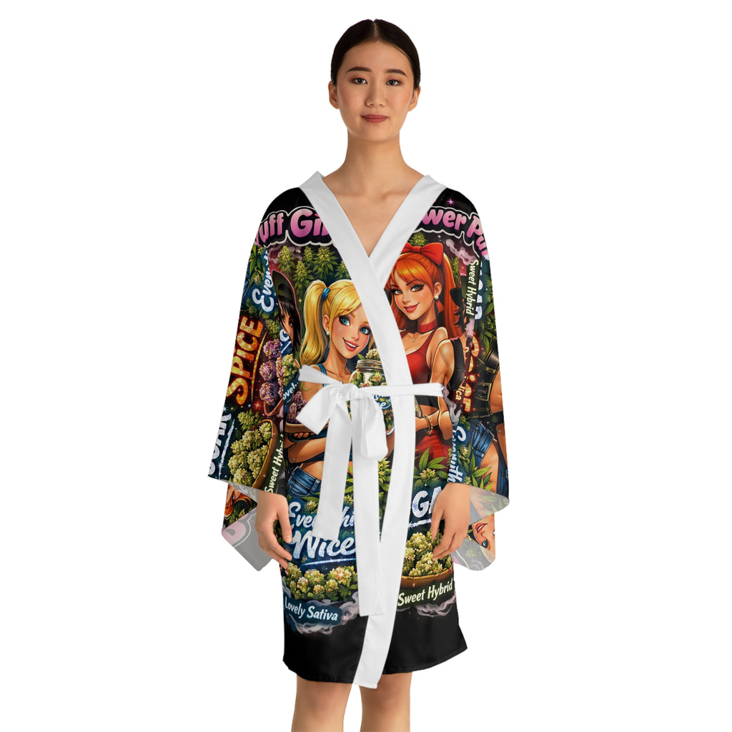 Power Puff  Graphic Kimono Robe