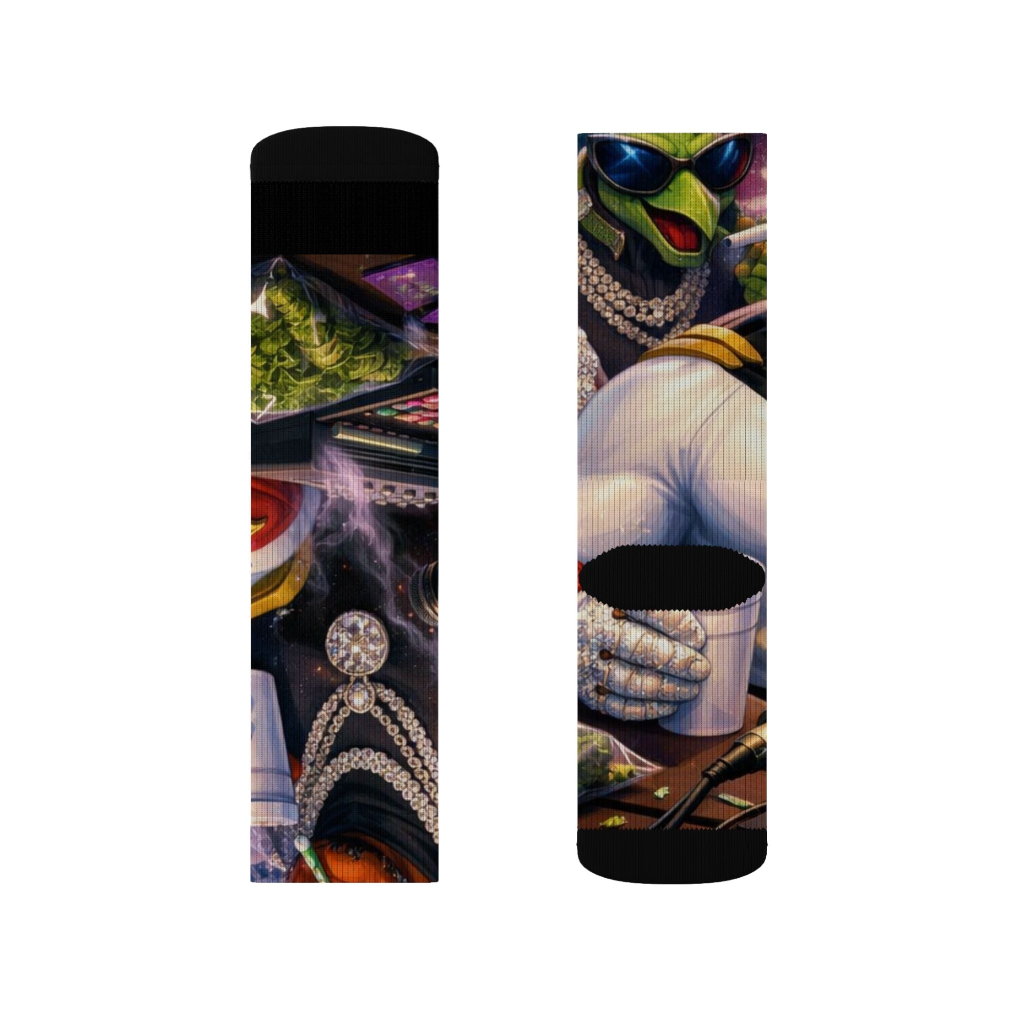Alien Graffiti Sublimation Socks – Colorful Space Monster Crew Socks