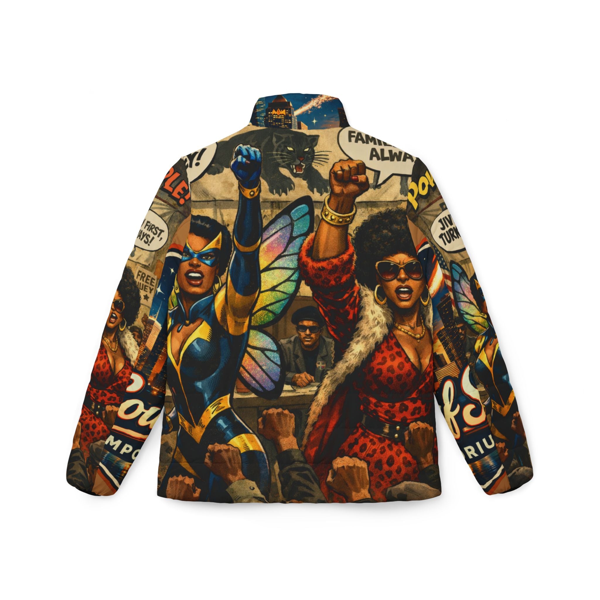 Empowerment Protest First Black Superhero & Villain Puffer Jacket-Women