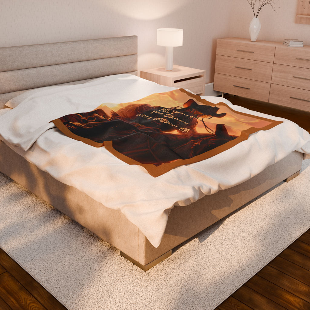 Cowboy Quote Velveteen Plush Blanket - Perfect for Cozy Nights and Western Lovers