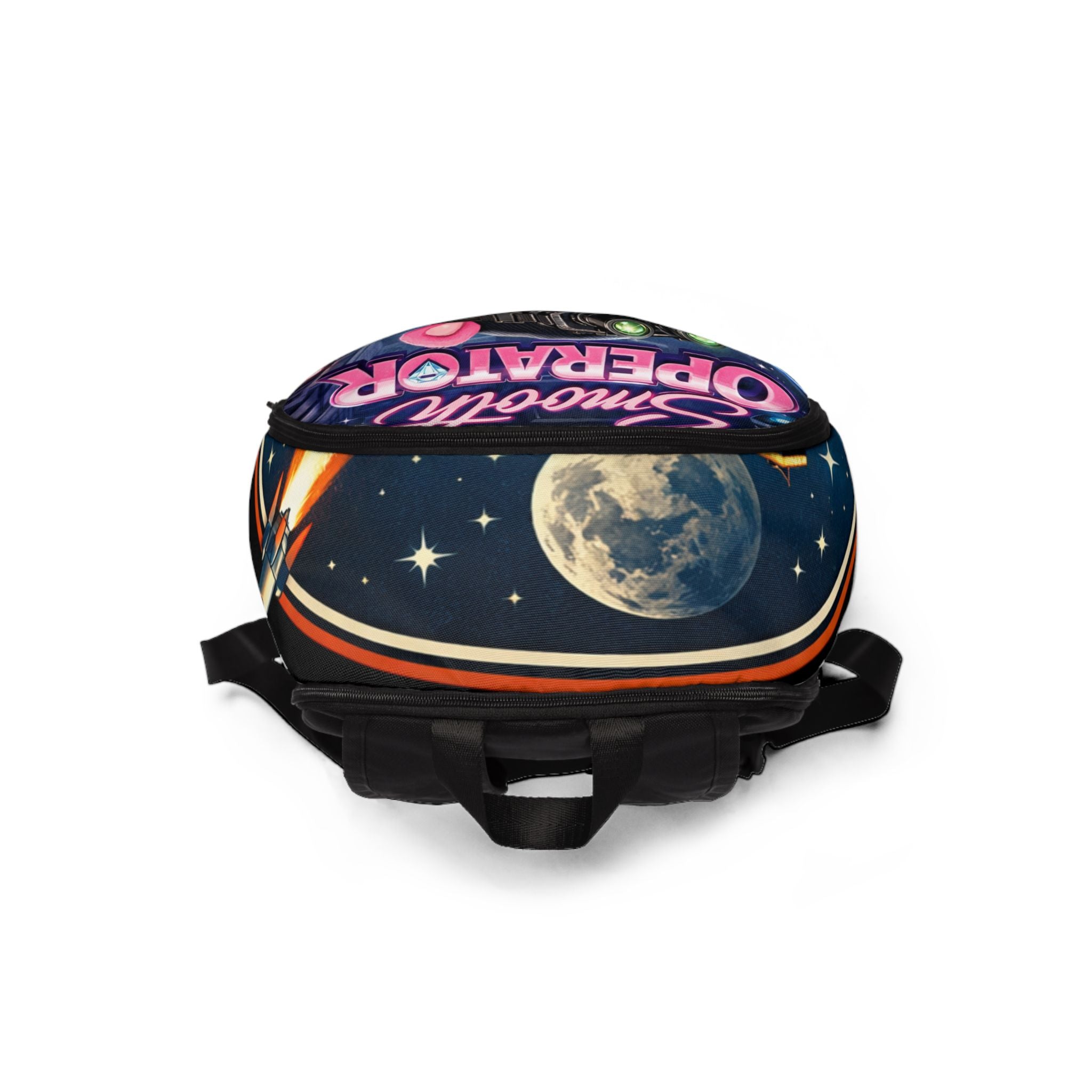 Backpack — "Smooth Operator" Neon Retro Gamer Cat Graphic Backpack