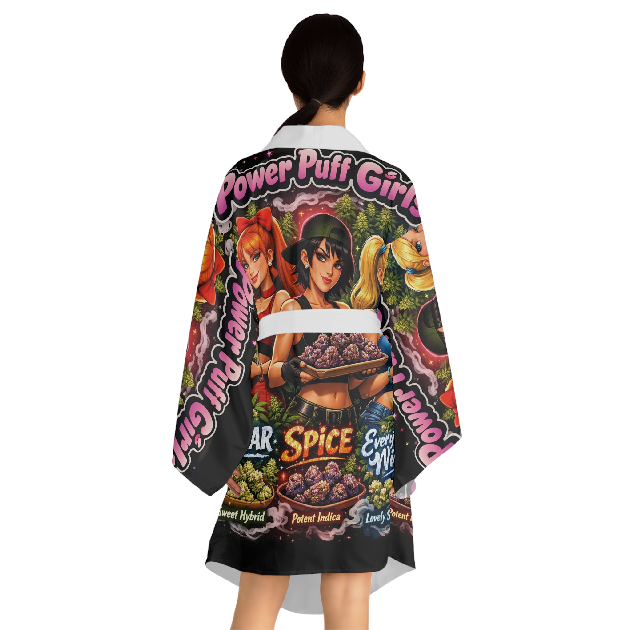 Power Puff  Graphic Kimono Robe