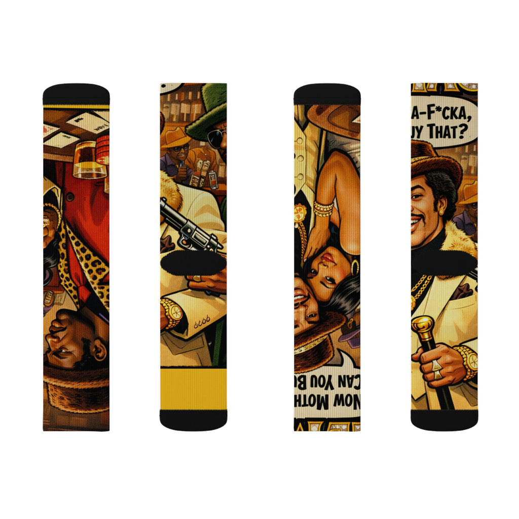 The Mac Vintage Comic Art Socks | Sublimation Crew Socks