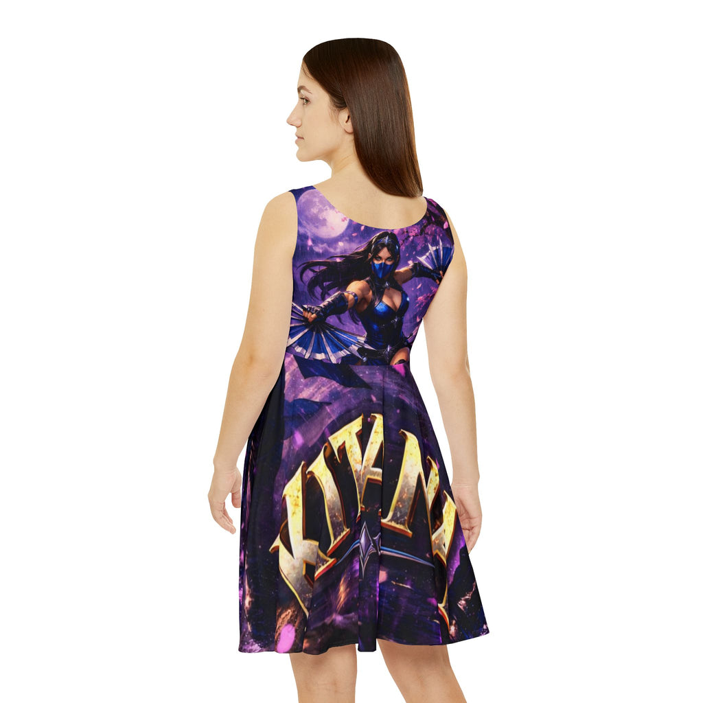 Kitana Purple Graphic Skater Dress