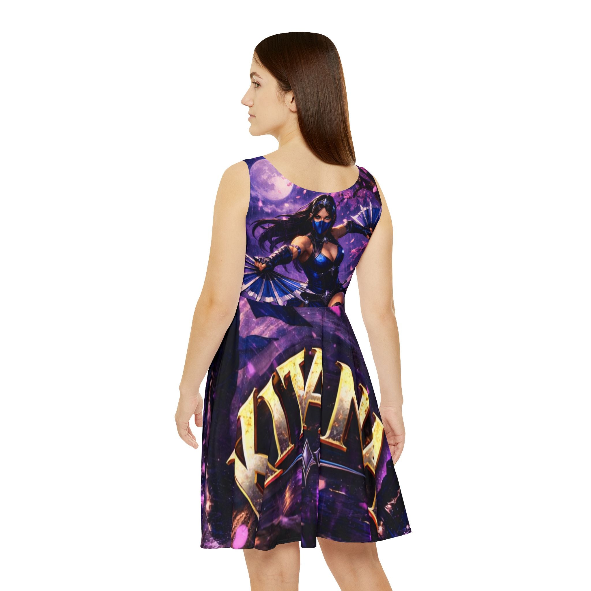 Kitana Purple Graphic Skater Dress