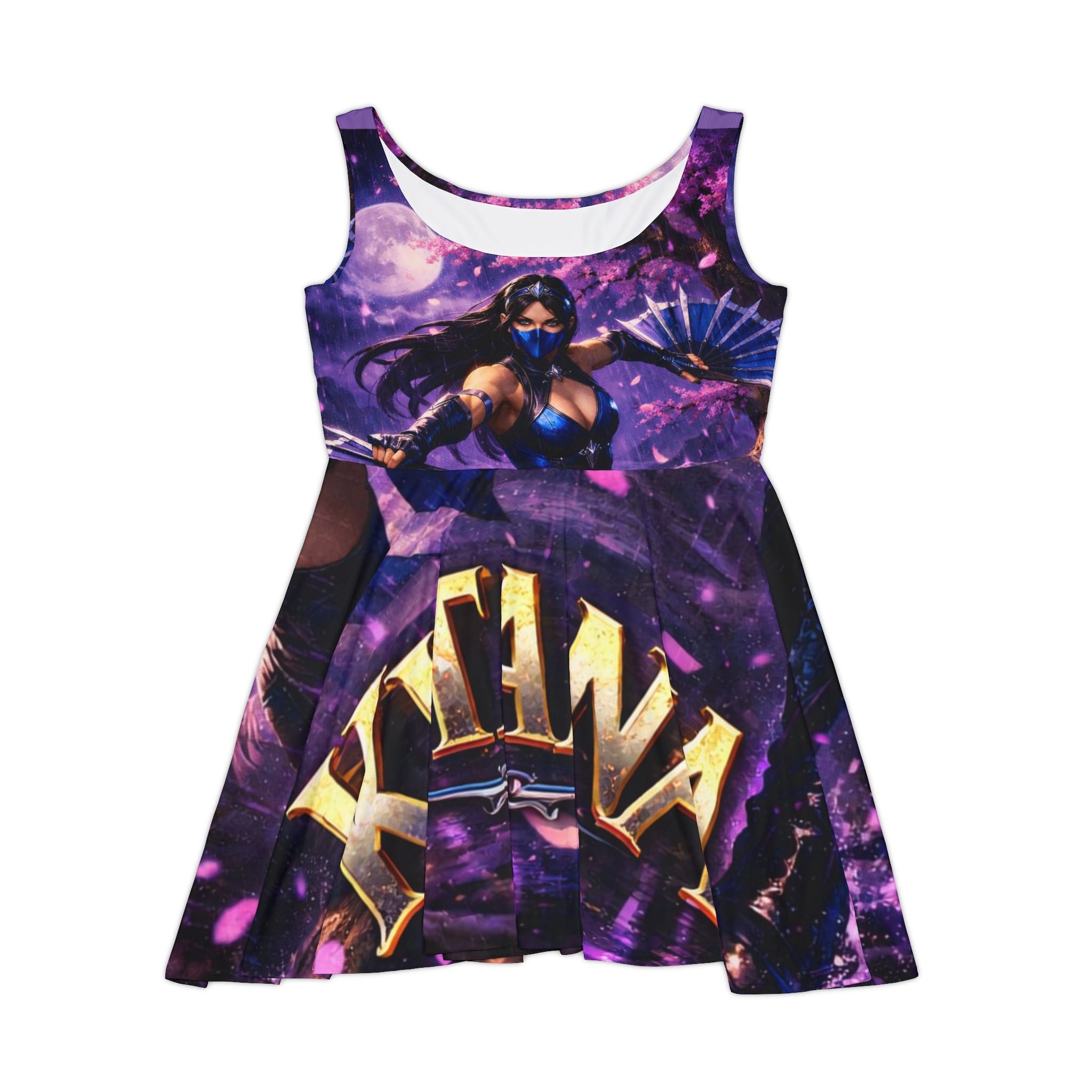 Kitana Purple Graphic Skater Dress
