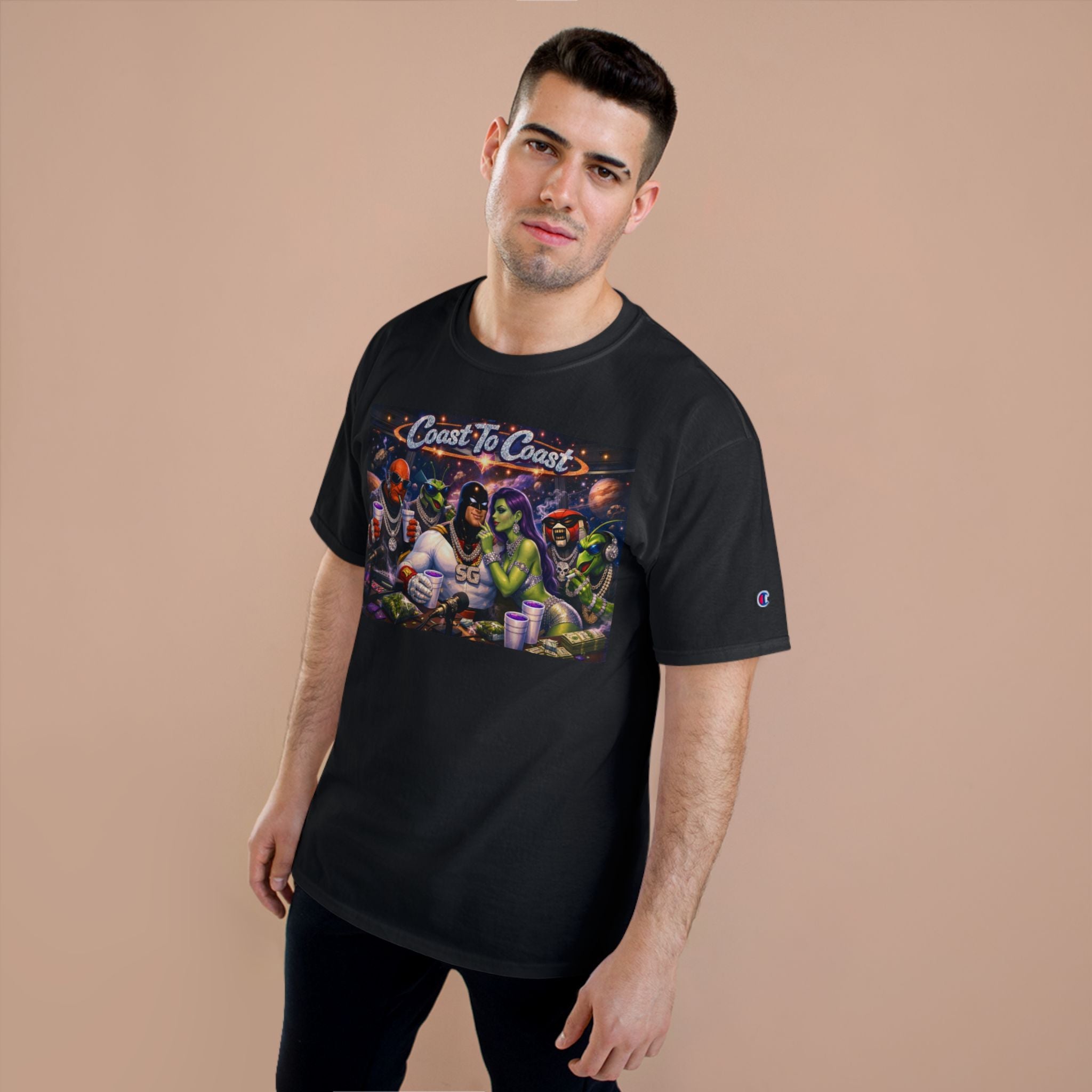 Champion T-Shirt — Retro Sci‑Fi 'Coast to Coast' & SoulSil Emporium Graphic Tee