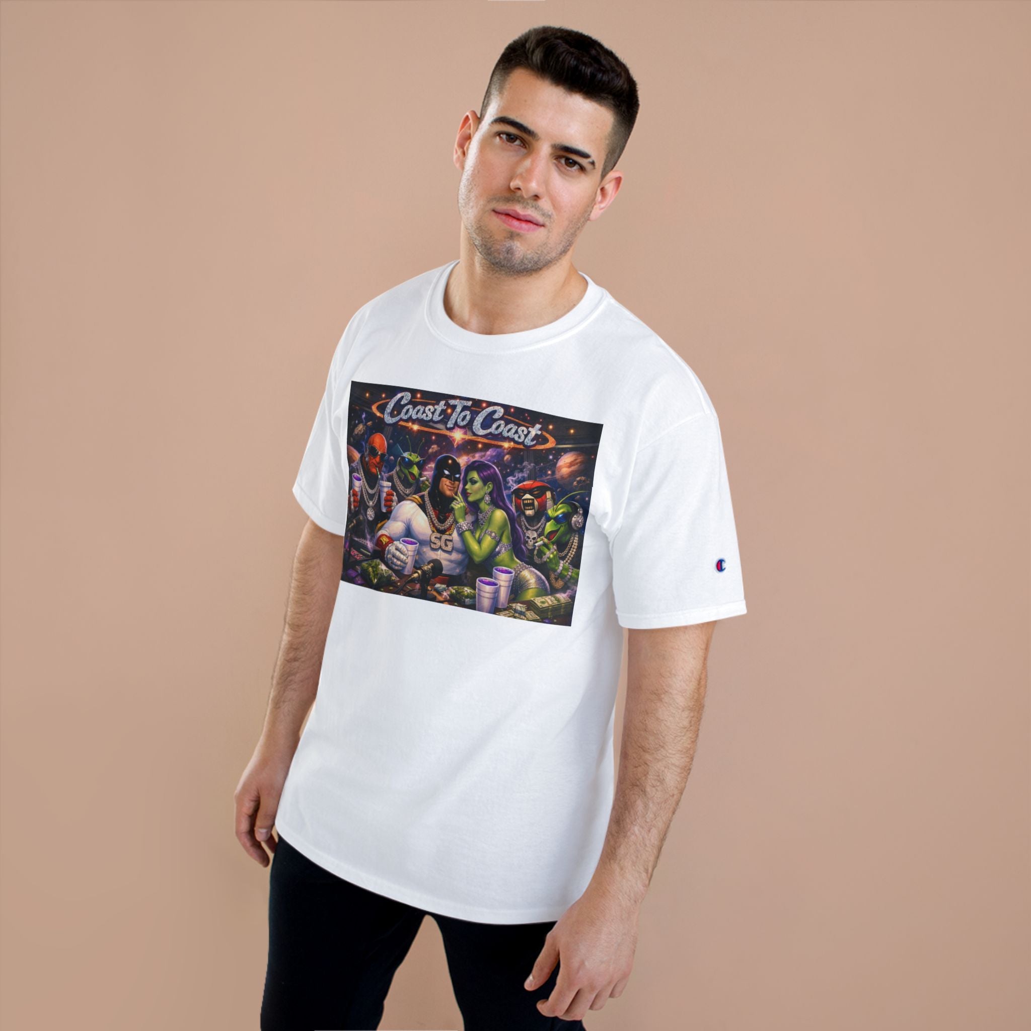 Champion T-Shirt — Retro Sci‑Fi 'Coast to Coast' & SoulSil Emporium Graphic Tee