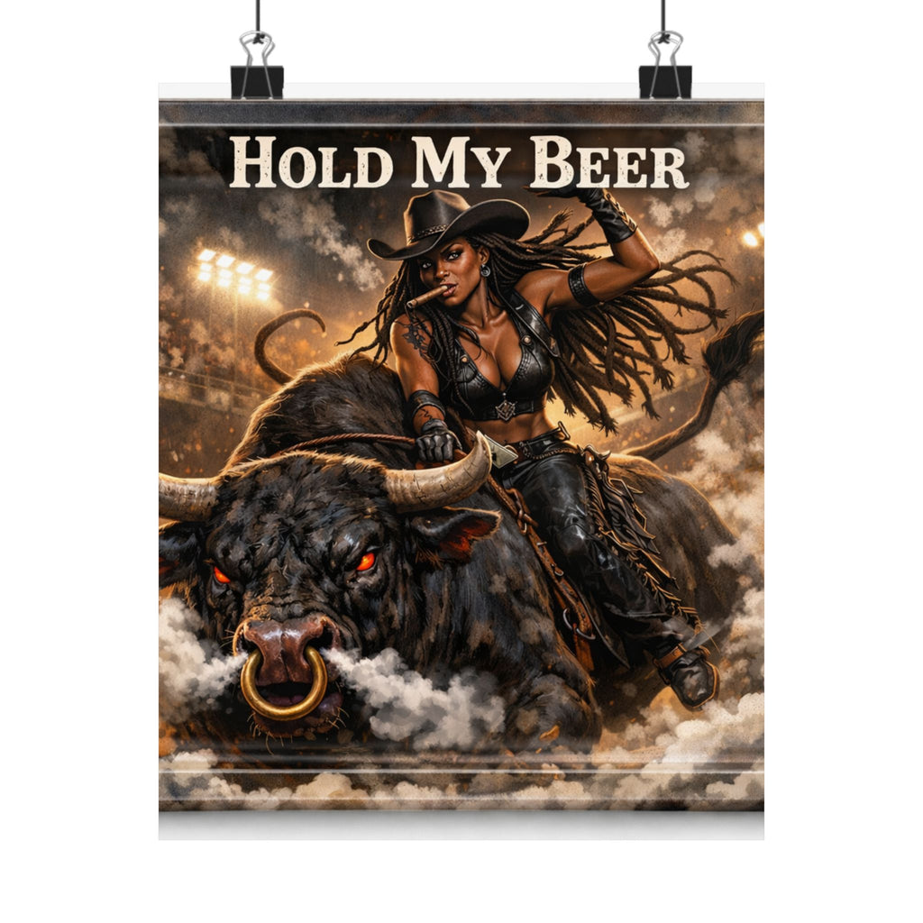 Hold My Beer Rodeo Cowgirl Poster | Matte Vertical Poster