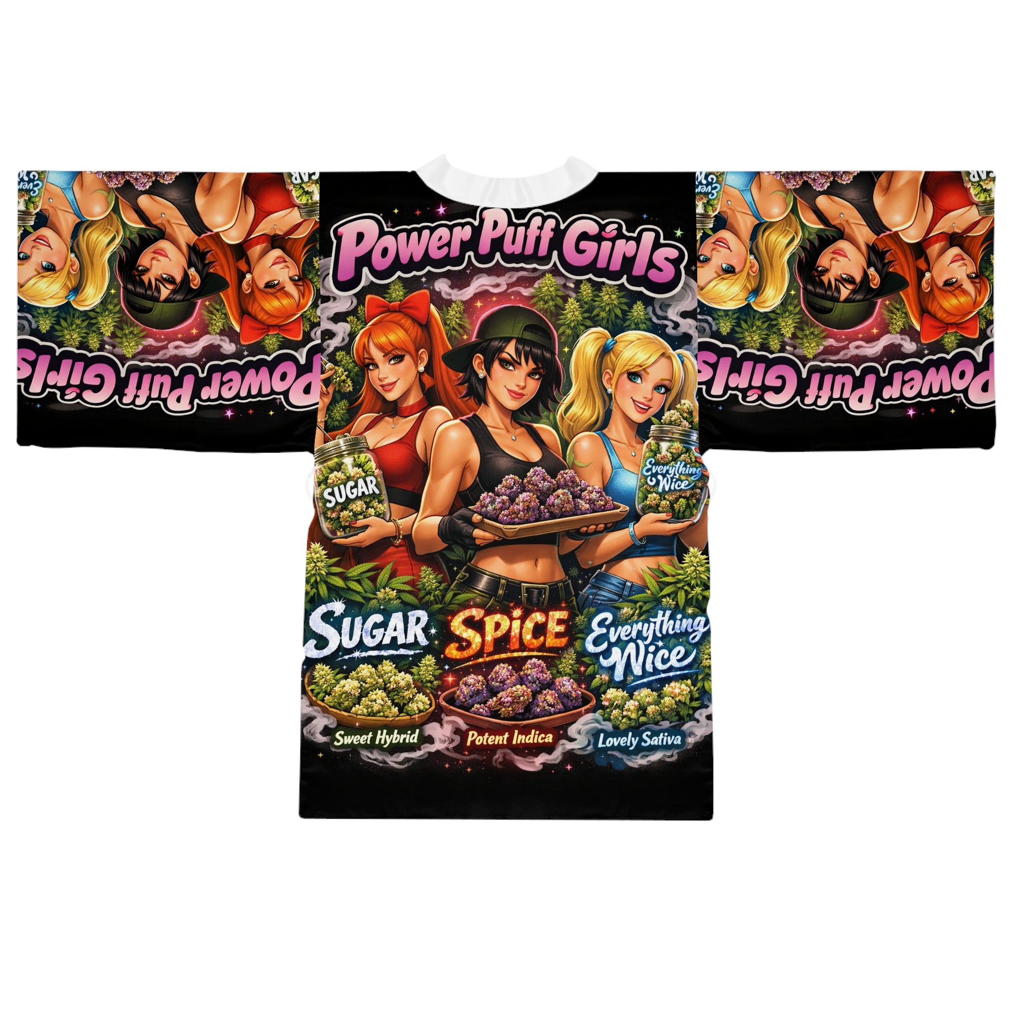 Power Puff  Graphic Kimono Robe