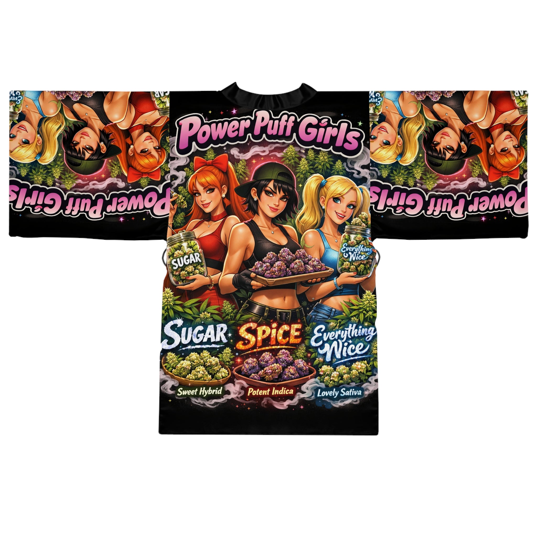 Power Puff  Graphic Kimono Robe